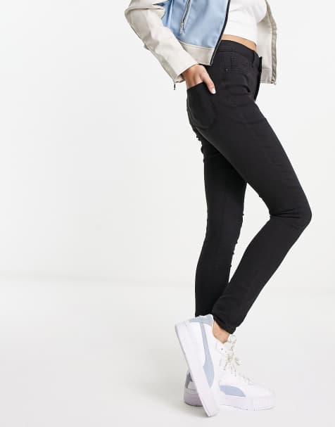 JDY high waist skinny jeans in washed black - view 1