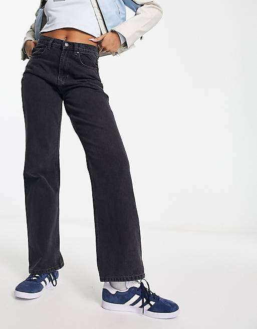 JDY high waist straight leg jeans in dark grey | ASOS