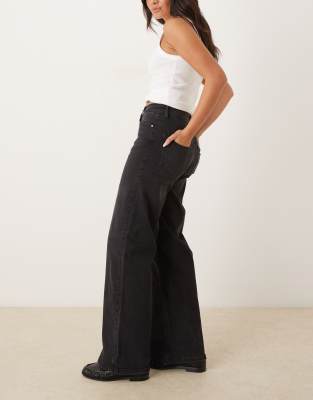 Jdy High Waist Wide Leg Jeans In Black