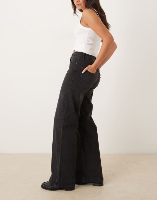 JDY high waist wide leg jeans in black denim