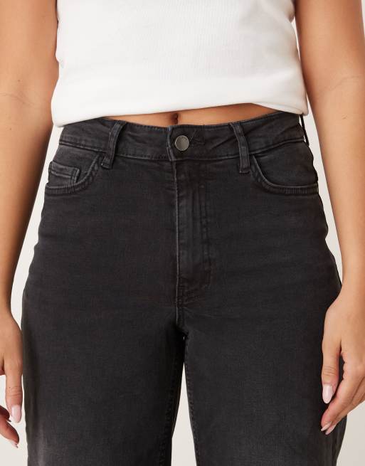 JDY high waist wide leg jeans in black denim
