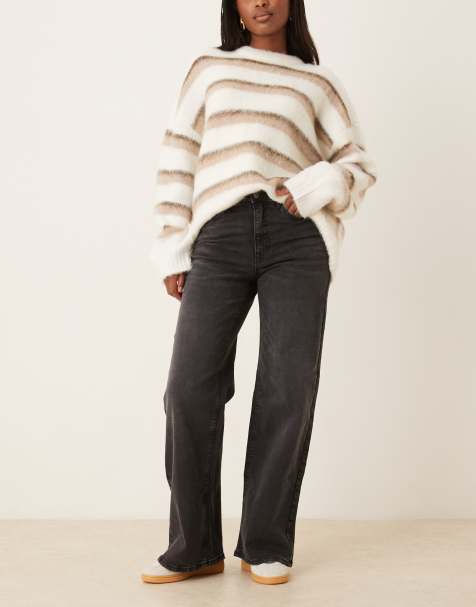 JDY high waist wide leg jeans in dark grey - view 1