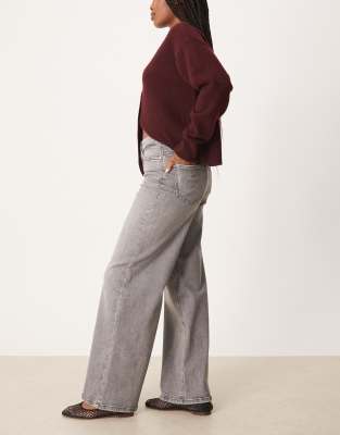 Jdy High Waist Wide Leg Jeans In Gray