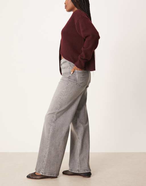 JDY high waist wide leg jeans in gray denim