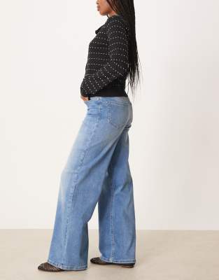 Jdy High Waist Wide Leg Jeans In Blue