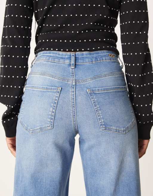 JDY high waist wide leg jeans in medium-blue denim