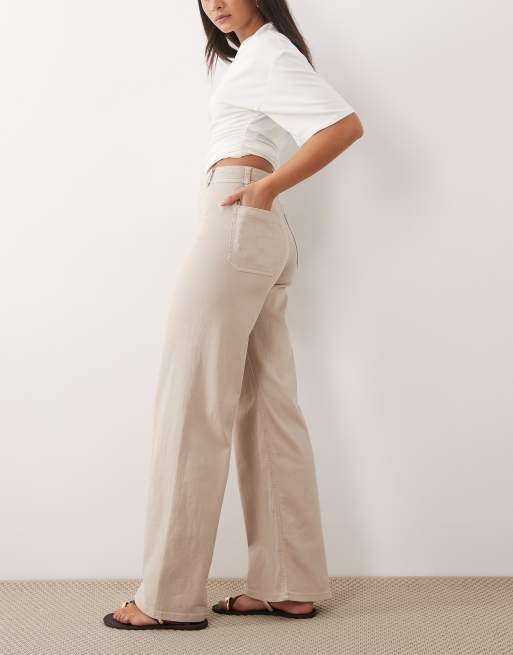 JDY high waist wide leg jeans in taupe, 3 of 5