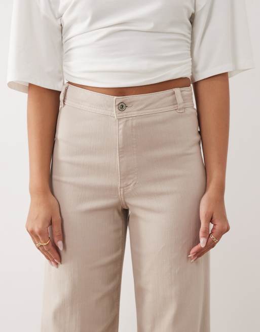 JDY high waist wide leg jeans in taupe, 5 of 5