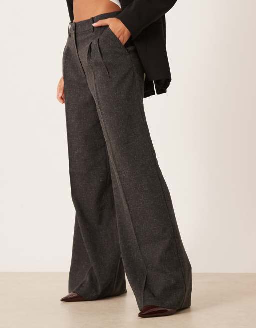 JDY high waist wide leg tailored trousers in dark grey, 2 of 5