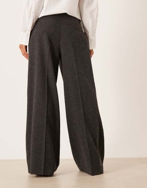 JDY high waist wide leg tailored trousers in dark grey, 4 of 5