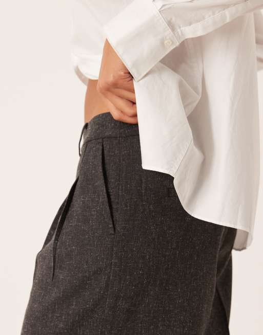 JDY high waist wide leg tailored trousers in dark grey, 5 of 5