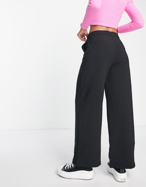 Black high waisted straight leg trousers best sale