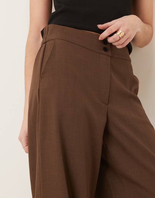 JDY high waist wide leg trouser in chocolate brown, 5 of 5