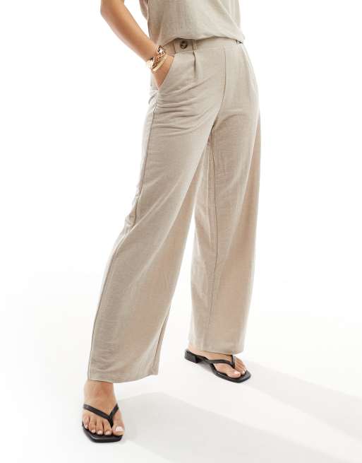JDY high waisted cropped wide fit pants in beige - part of a set, 5 of 5