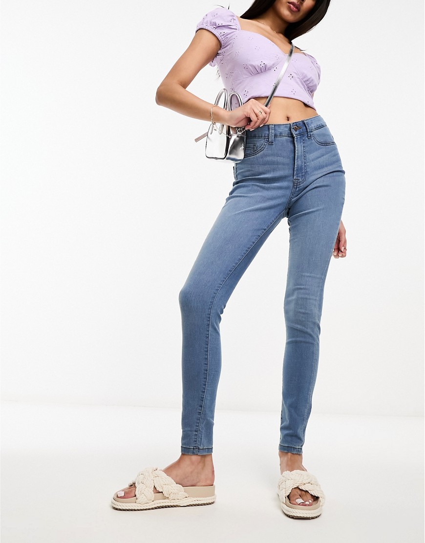JDY high waisted skinny jeans in light blue
