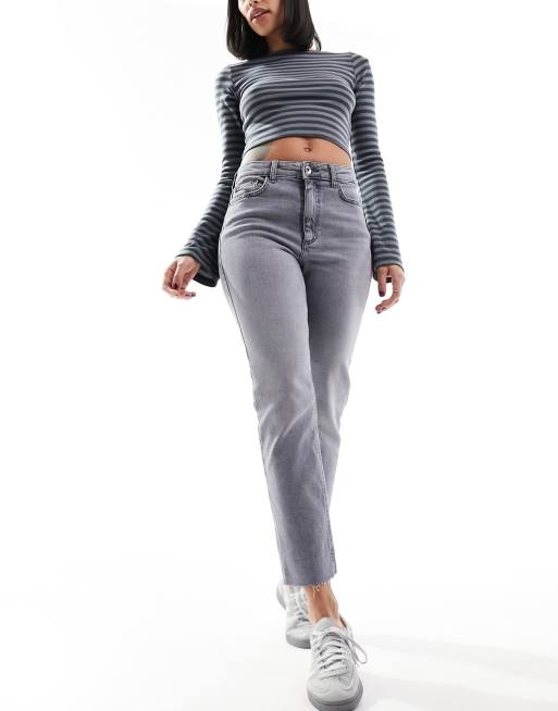 High-Waisted Straight Cropped Jeans