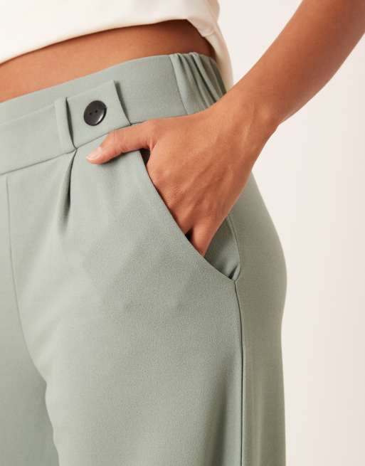 JDY high waisted wide fit tailored pants in teal, 5 of 5