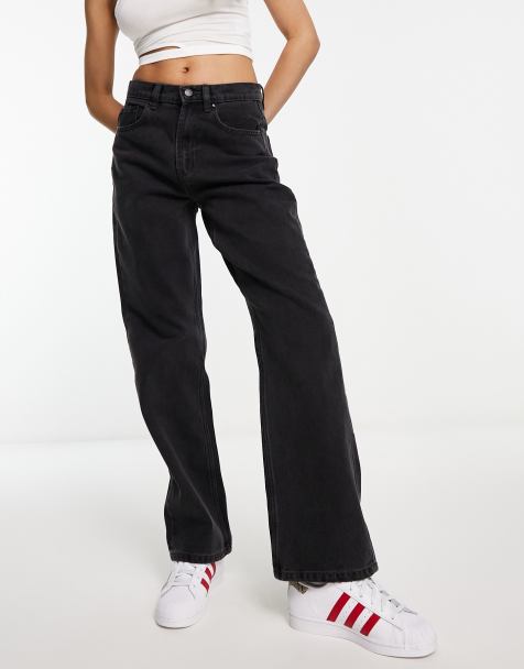 JDY high waisted wide leg jeans in dark grey - view 1