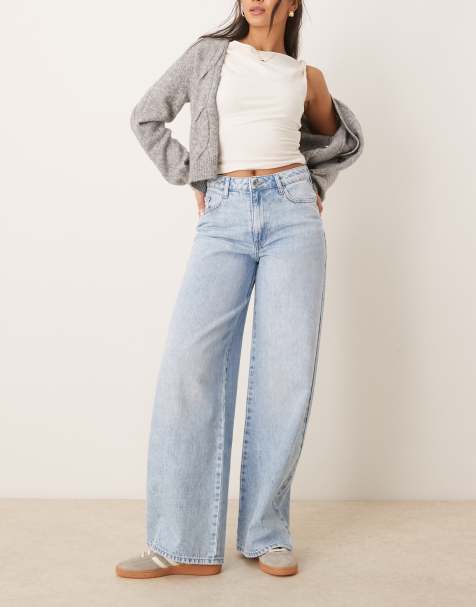 JDY high waisted wide leg jeans in light blue wash - view 1