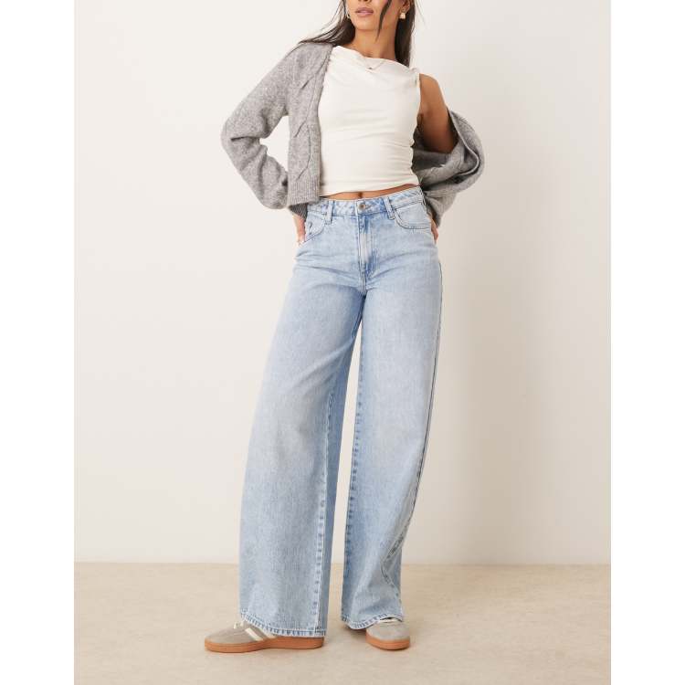 JDY high waisted wide leg jeans in light blue wash | ASOS