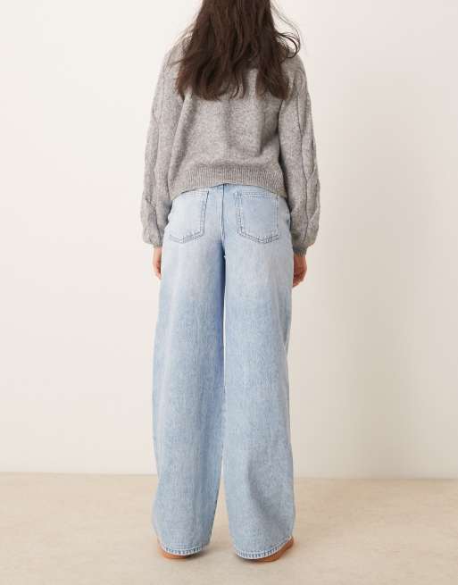 JDY high waisted wide leg jeans in light blue wash | ASOS