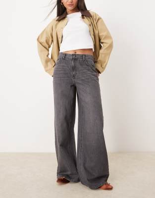 JDY high waisted wide leg jeans in washed grey