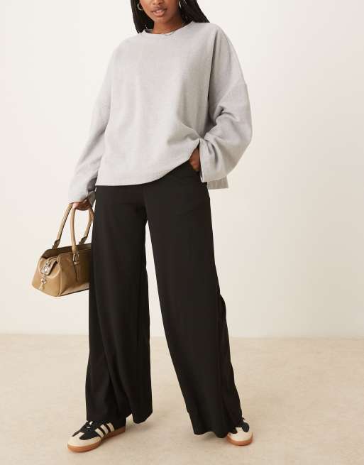 JDY high waisted wide leg pants in black