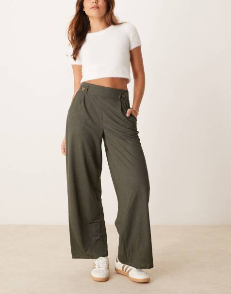 JDY high waisted wide leg pants in grey - view 1