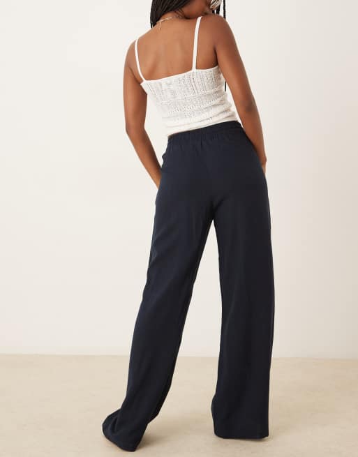 JDY – Hose aus Leinenmix in Marineblau mit weitem Bein, 3 von 5