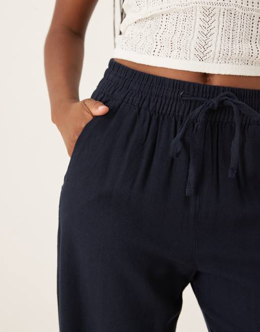 JDY – Hose aus Leinenmix in Marineblau mit weitem Bein, 4 von 5