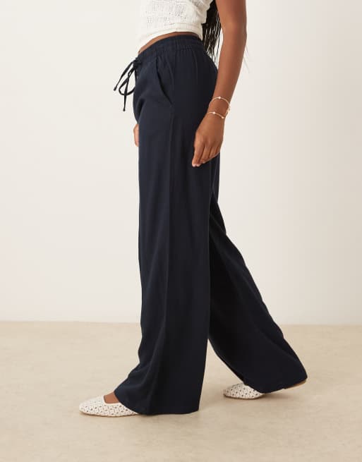 JDY – Hose aus Leinenmix in Marineblau mit weitem Bein, 5 von 5