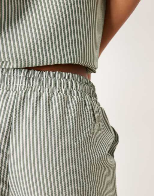 JDY – Hose aus Seersucker in gestreiftem Grün, Kombiteil, 3 von 5