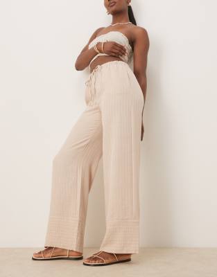 JDY - Hose in Beigen mit Streifen und weitem Bein-Neutral