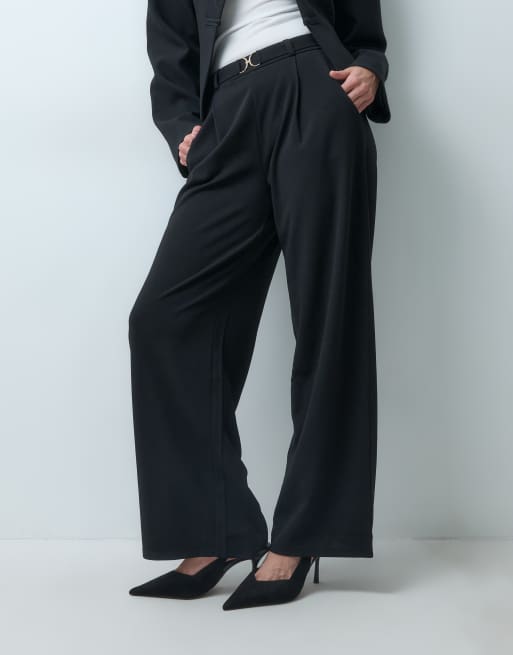 JDY Hose mit Gürtel-Detail und weitem Bein in Schwarz, 2 von 5