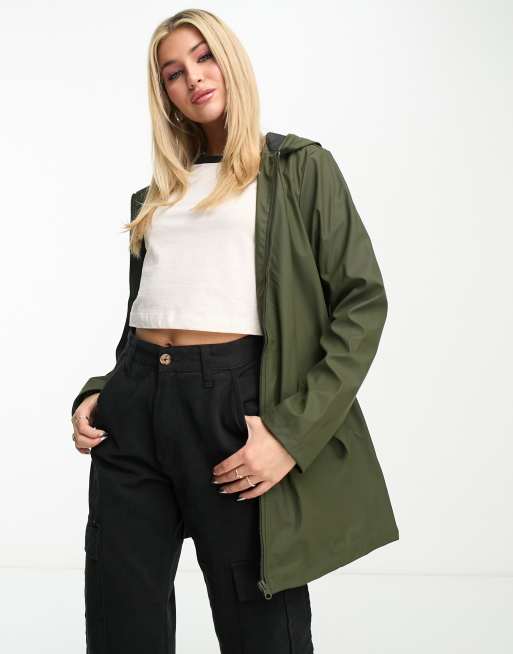 JDY - Impermeabile con cappuccio color kaki