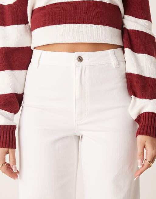 JDY Iris high waisted wide leg jeans in white, 5 of 5