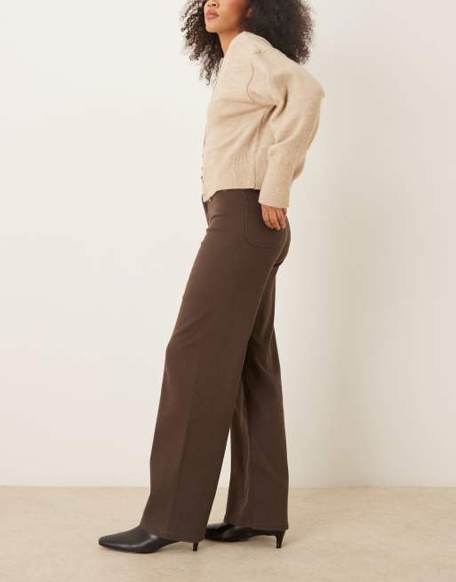 JDY - Iris - Jeans met wijde pijpen en hoge taille in bruin, 3 van 5
