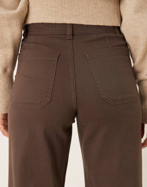 JDY - Iris - Jeans met wijde pijpen en hoge taille in bruin, 4 van 5