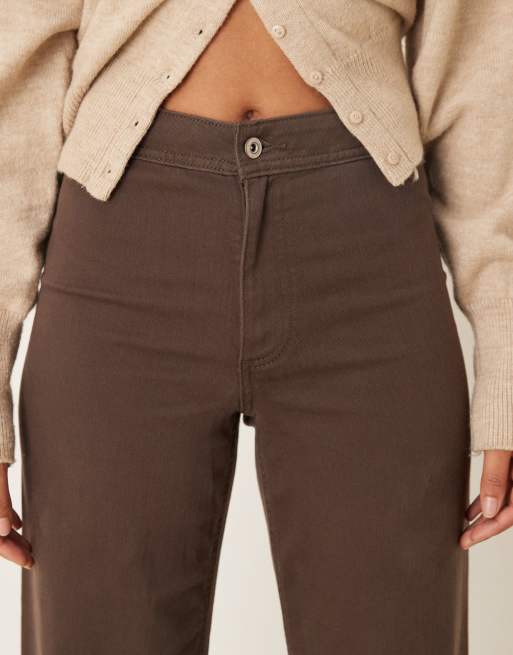 JDY - Iris - Jeans met wijde pijpen en hoge taille in bruin, 5 van 5