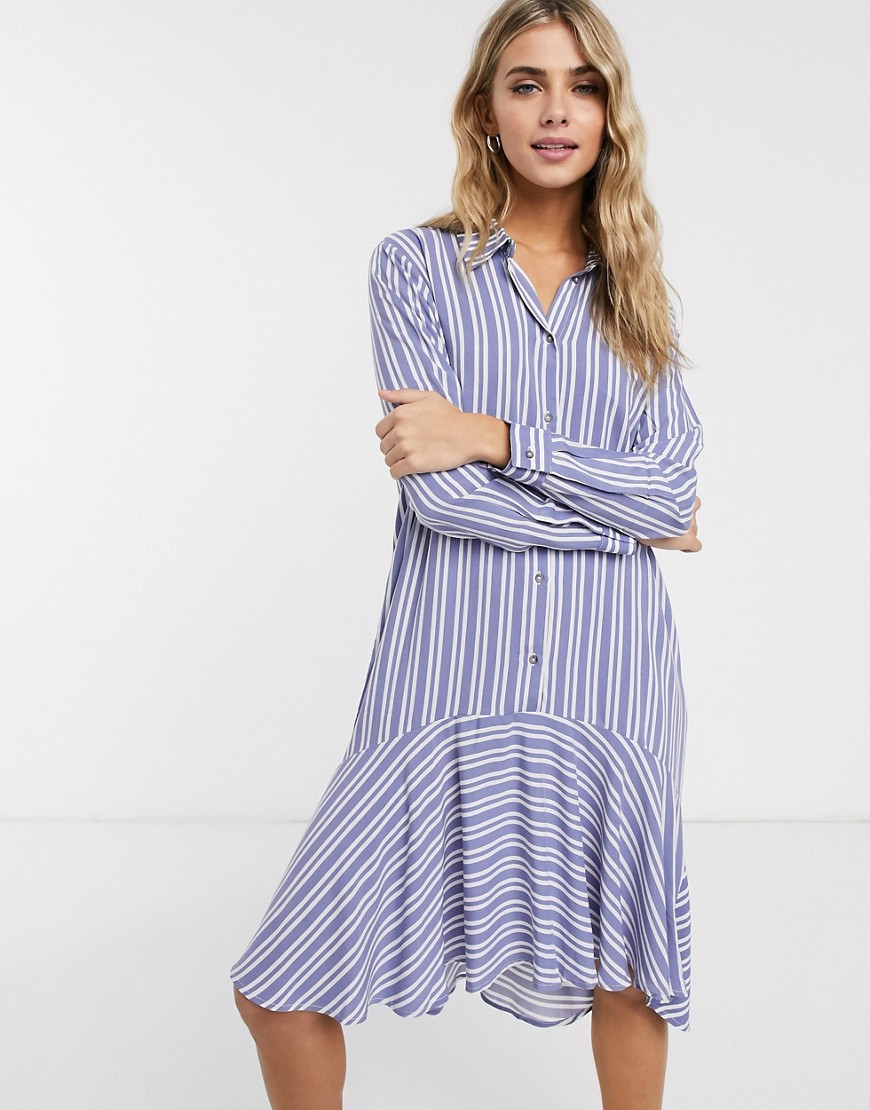JDY Isabel 3/4 sleeve stripe shirt dress-Blue