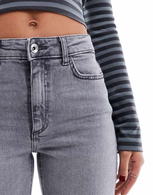 JDY - Jeans corti dritti grigio chiaro a vita alta , 2 di 5