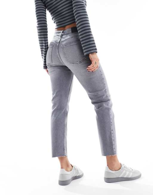JDY - Jeans corti dritti grigio chiaro a vita alta , 5 di 5
