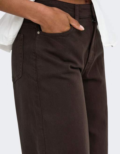 JDY - Jeans met wijde pasvorm in chocoladebruin, 4 van 5