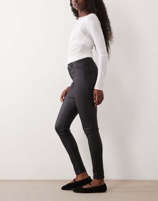 JDY - Jeans spalmati neri a vita alta skinny, 2 di 5