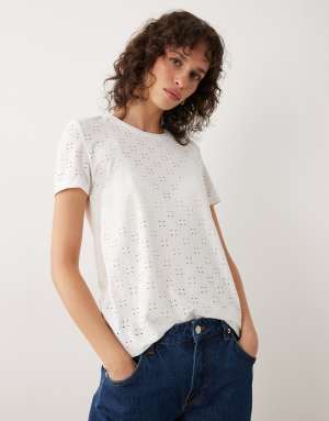 JDY jersey broderie t-shirt in white