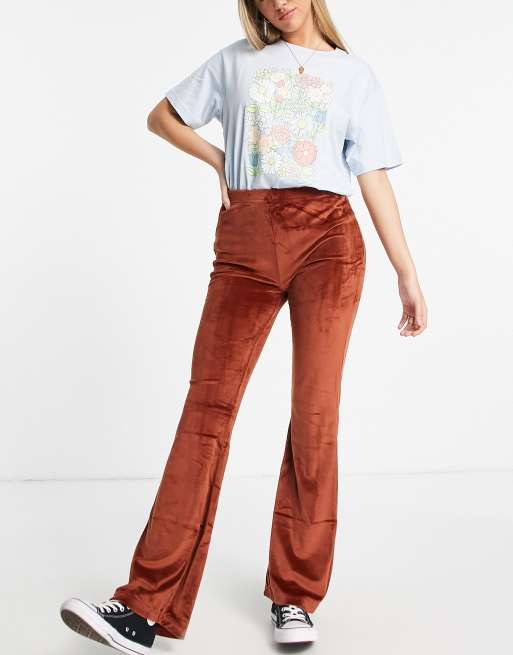 JDY jersey cord flared trousers in rust