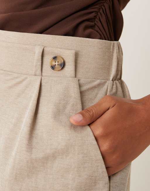 JDY jersey short co-ord in beige, 2 of 5