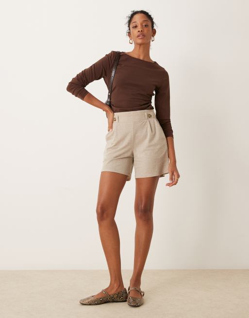 JDY jersey short co-ord in beige, 4 of 5
