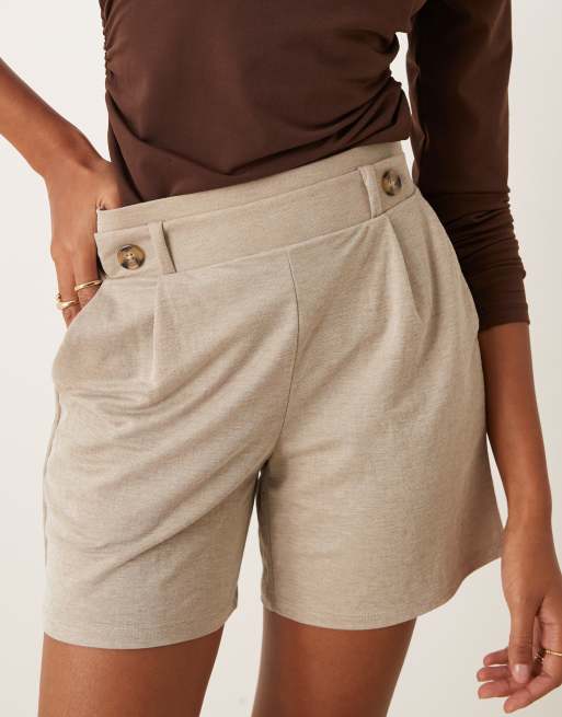 JDY jersey short co-ord in beige, 5 of 5