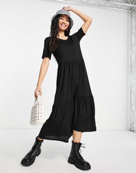 JDY jersey smock midi dress in black - view 1